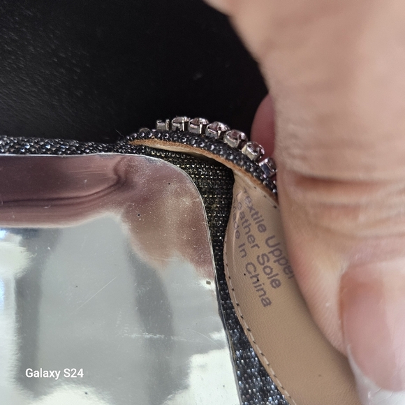 Badgley Mishka Kameryn Ankle Strap Embellished Sandals Pewter Size 5.5 - Picture 7 of 9